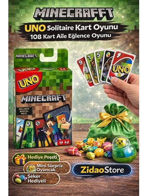 Emrah Gültekin Kart Oyunu Minecraft Uno 108 Kart Aile Oyunu Hediye Paketli Mini Sürpriz Oyuncak Şeker