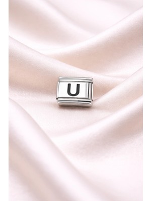 Moresun Buğz Nomination Uyumlu U Harfli Charm | Paslanmaz Çelik Harf Charm | Kişiye Özel Bileklik Aksesuarı