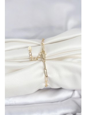 Moresun Buğz cm 14K Gold Renk Ataç Zincir Model Kadın Bileklik - Buğz