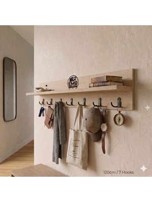 120CM 7kancalı Ahsap Duvara Monte Askılık