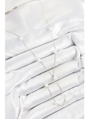 Moresun Buğz Pirinç Inci Figürlü Y Model Gümüş Renk Kadın Kolye - Buğz