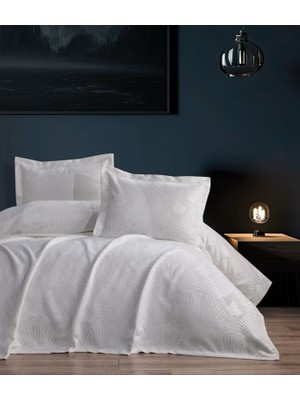 Bella Home Firdevs Nakışlı 3 Parça Çift Kişilik Pike Yatak Örtüsü Takımı %100 Organik Pamuk - Yeni Renkler