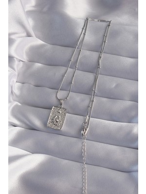 Moresun Buğz 316L Çelik Zincir Gümüş Renk Lazer Işlemeli Göz Figür Tarot Kolye - Buğz