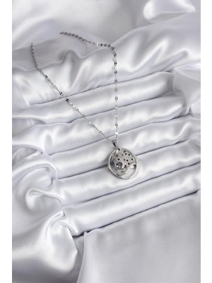 Moresun Buğz 316L Çelik Gümüş Renk Zirkon Taşlı Jaguar Model Kadın Kolye - Buğz