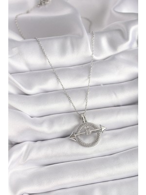 Moresun Buğz 316L Çelik Gümüş Renk Zincir Zirkon Taşlı Halka Model Kadın Kolye - Buğz