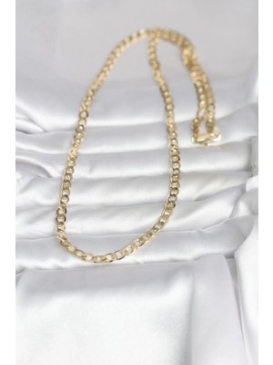 Moresun Buğz cm 14K Gold Renk Kalın Zincir Model 60 cm Kadın Kolye - Buğz