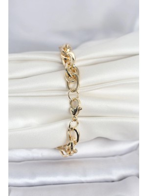 Moresun Buğz cm 14K Gold Renk Kalın Burgu Zincirli Model Kadın Bileklik - Buğz