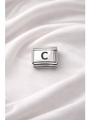 Moresun Buğz Nomination Uyumlu C Harfi Charm – Çelik Harfli Bileklik Aksesuarı ,kişiye Özel Modüler Takı