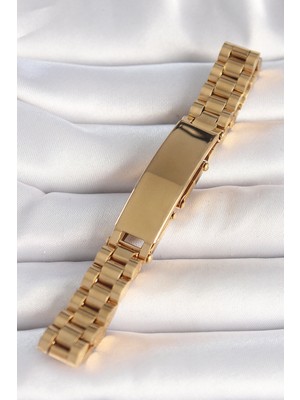 Moresun Buğz 316L Çelik Gold Renk Zincir Künye Model Erkek Bileklik - Buğz