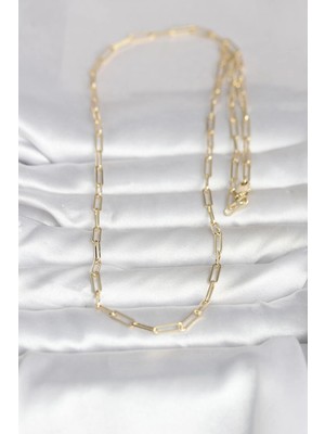 Moresun Buğz cm 14K Gold Renk Ataç Zincirli Model 60 cm Kadın Kolye - Buğz