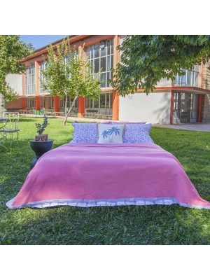 Sarev Isla Pembe Çift Kişilik %100 Pamuk Pike Takımı