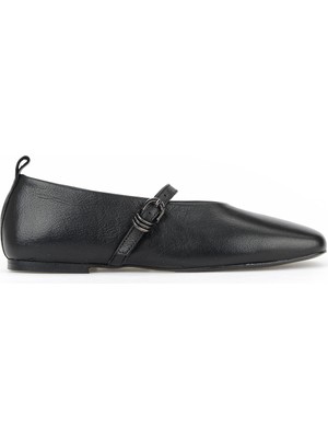 Ziya, Kadın Hakiki Deri Babet 1611022Z2755 Siyah