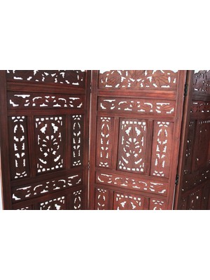 Alvo Store Buğz Ahşap Maun Rengi El Oyması Paravan