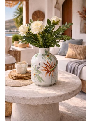 Velora Living Flora Soleil El Boyaması Seramik Dekoratif Vazo