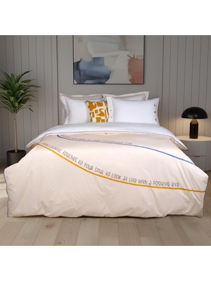 Sarev Ripple Krem Çift Kişilik %100 Pamuk Nevresim Takımı