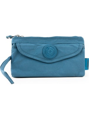 İmaks Krinkıl / Klinkır Su Geçirmez 4 Fermuar Patlı Omuz Askılı Telefon Taşıma El Çantası Cüzdan Mavi 1115F