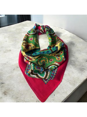 ALS Tasarım Dünyası Kırmızı Renk Desenli %100 Koton Bandana