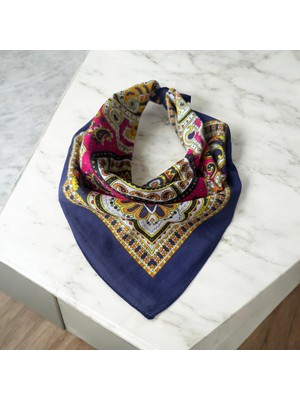 ALS Tasarım Dünyası Lacivert Renk Desenli %100 Koton Bandana