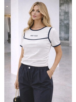 by Eylül Ertürk Baskı Detaylı Kenarları Büzgülü Atlet Görünümlü Bluz