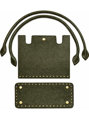 Memur Çanta Haki Örgü Kiti Kapak,taban, Penguen Askı 25X21CM