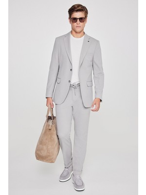 Altınyıldız Classics Slim Fit Dar Kesim Mono Yaka Beli Bağlamalı Kapak Cepli Esnek Takım Elbise