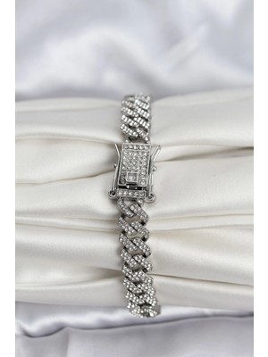Alvo Store Buğz Gümüş Renk Pirinç Cuba Chain Gurmet Bileklik - Buğz