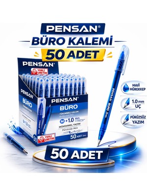 Alvo Store Buğz Pensan Büro Tükenmez Kalem 1.0 mm Mavi 50 Adet