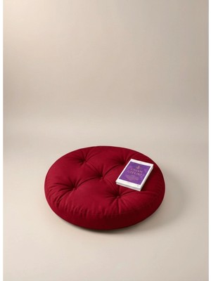 Gullfoss Bordo Yuvarlak Mini Yer Minder Yer Puf 60X60 cm