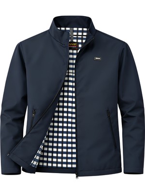 Sivaist Lacivert Erkek Pamuk Polyester Karışımlı Bonded Kumaş Su ve Rüzgar Geçirmez Mevsimlik&yazlık Mont