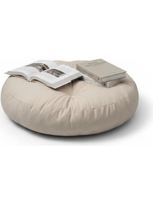 Gullfoss Krem Yuvarlak Mini Yer Minder Yer Puf 60X60 cm