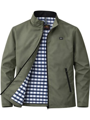 Sivaist Yeşil Erkek Pamuk Polyester Karışımlı Bonded Kumaş Su ve Rüzgar Geçirmez Mevsimlik&yazlık Mont