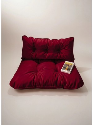 Gullfoss Bordo Puf Petek Önü Palet Yer Minderi Ikili Takım 70X100 cm