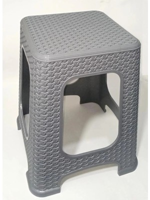 Alvo Store Buğz 1 Adet Küçük Gri Tabure Kir Tutmaz 30 cm Hasır Örgü Uygun Alt Kuşaklı Sağlam Dizayn