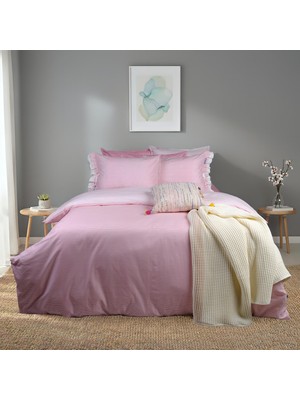 Sarev Eftelya Pembe King Size (Battal Boy) %100 Pamuk Nevresim Takımı