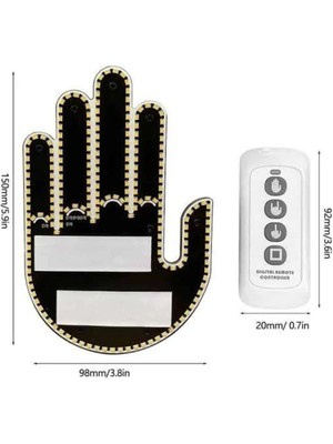 Alvo Store Buğz El Orta Parmak LED Kumandalı Araç Içi Reflektör Arka Cam El Simgesi - Buğz