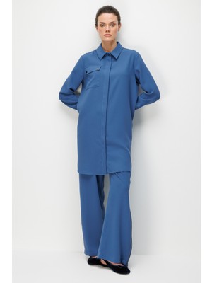 Esswaap Cep Detaylı Pantolonlu Takım  Indigo