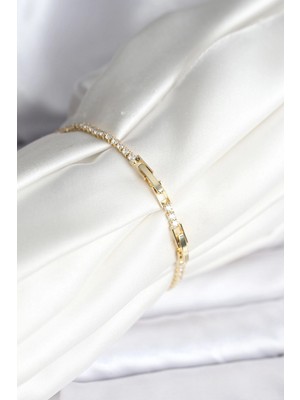Alvo Store Buğz Kutup Yıldızı Model Zirkon Taşlı Gold Renk Su Yolu Kadın Bileklik - Buğz