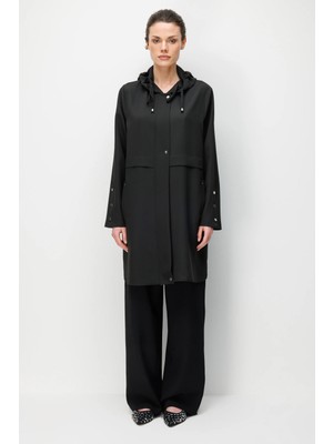Esswaap Kapişon Detaylı Giy Çık  Siyah