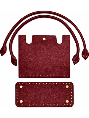 Memur Çanta Bordo Örgü Kiti Kapak,taban, Penguen Askı 25X21CM