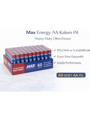 Alvo Store Buğz Max Energy Aa Kalem Pil 1.5V R6 Heavy Duty Ultra Power 4lü 15 Paket