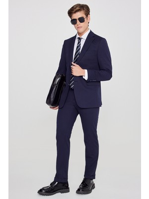 Altınyıldız Classics Slim Fit Dar Kesim Mono Yaka Beli Bağlamalı Kapak Cepli Esnek Takım Elbise