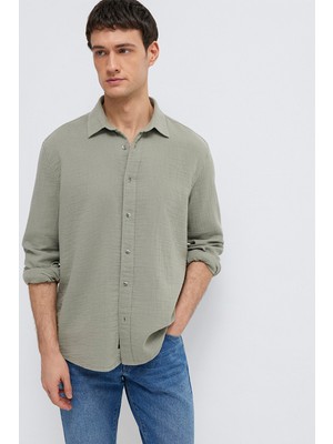 Mavi Erkek Uzun Kollu %100 Pamuk Gömlek M0211518 Gölge Gri