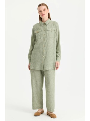 Esswaap Çift Cep Detaylı Pantolonlu Takım  Haki