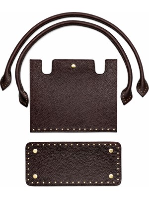 Memur Çanta Acı Kahve Örgü Kiti Kapak,taban, Penguen Askı 25X21CM