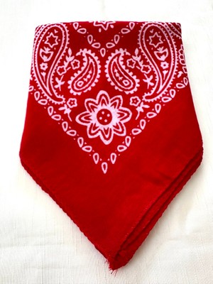 ALS Tasarım Dünyası Kırmızı Renk  Zemin Içi Beyaz Desenli %100 Koton Bandana