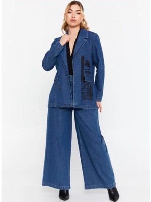 by Eylül Ertürk Hera Denim Yazı Baskılı Ceket