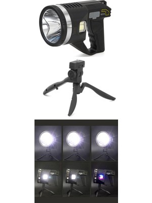 Alvo Store Buğz Şarjlı Dev Boy El Feneri Tripod Ayaklı Parlak LED El Lambası Kamp, Av ve Güvenlik Için Ideal