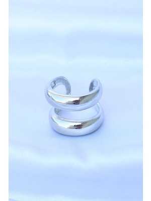 Alvo Store Buğz Pirinç Gümüş Renk Ayarlanabilir Şerit Yüzük - Buğz