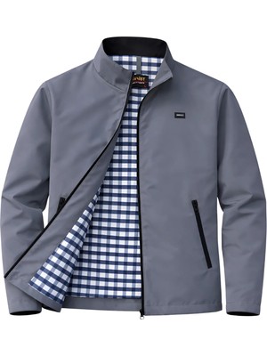 Sivaist Gri Erkek Pamuk Polyester Karışımlı Bonded Kumaş Su ve Rüzgar Geçirmez Mevsimlik&yazlık Mont