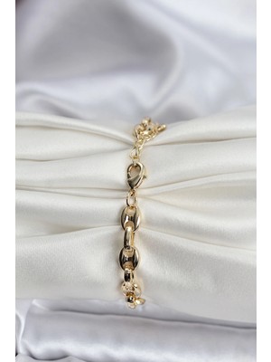 Alvo Store Buğz 14K Gold Renk Kaplama Kahve Çekirdeği Model cm Kadın Bileklik - Buğz